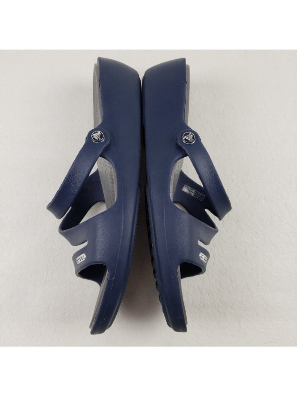 Crocs Patricia Slide Wedge Sandal Womens 10 Blue Strappy Slip On Comfort Shoe - Picture 7 of 13